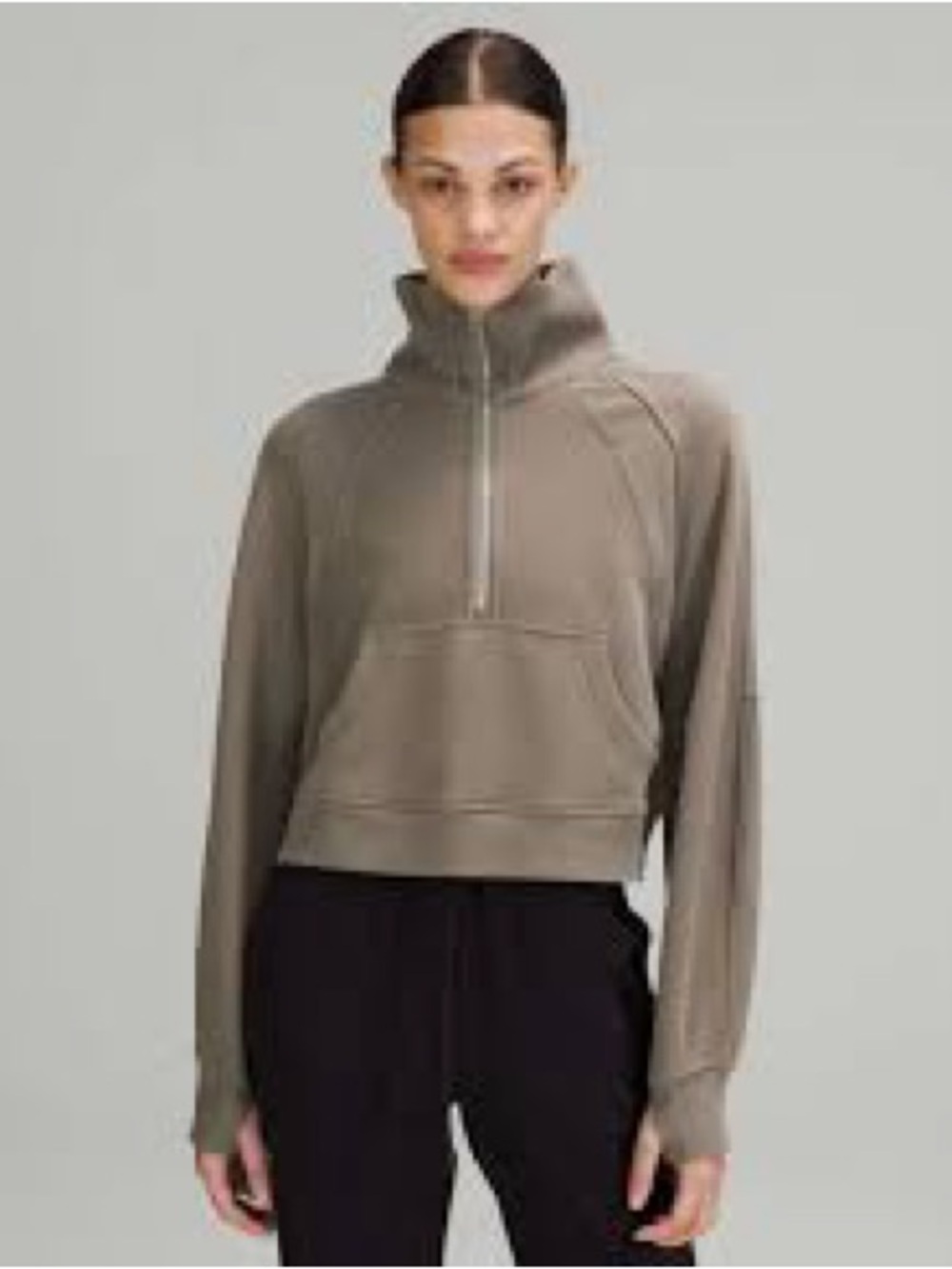 lululemon gray cropped quarter-zip pullover